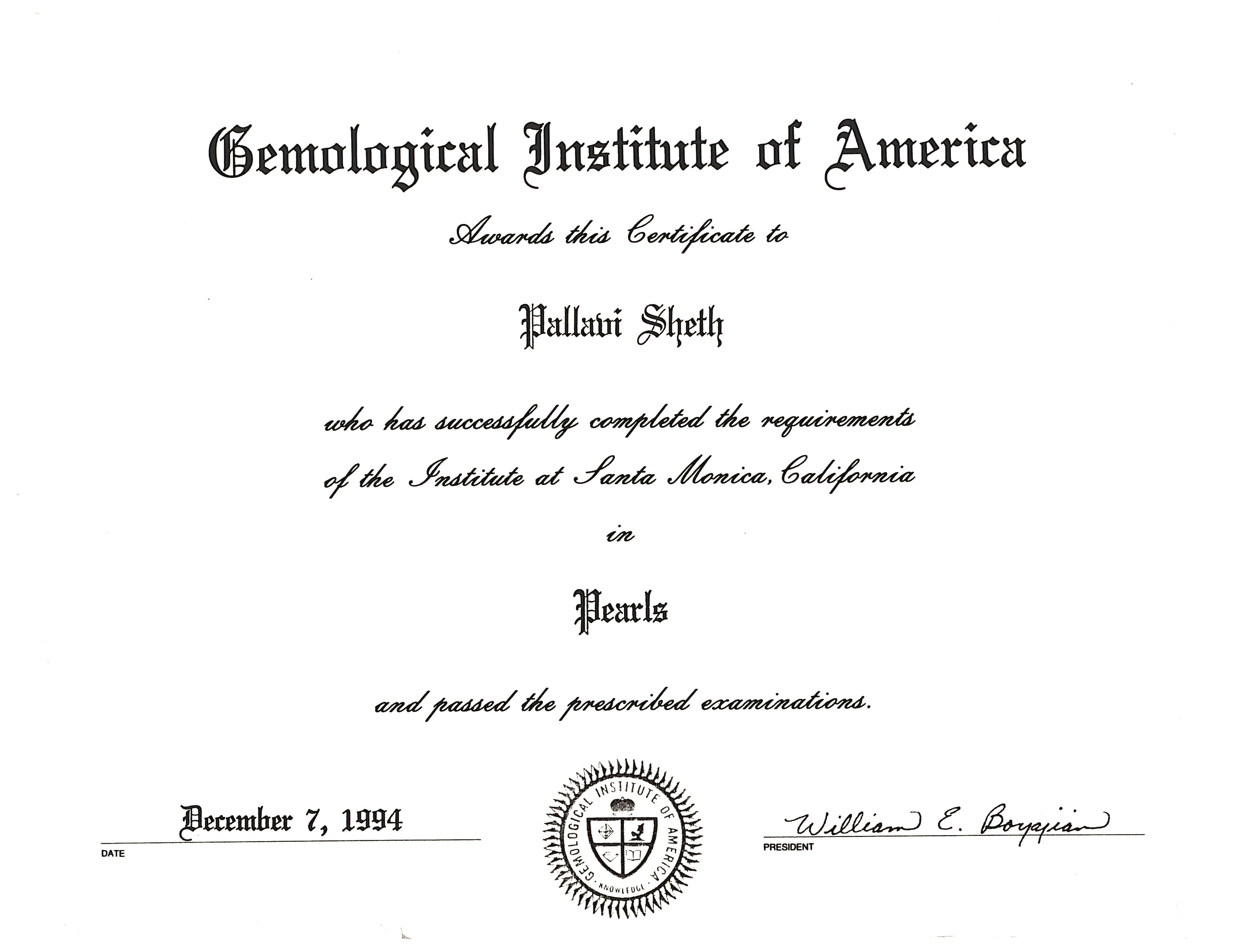 GIA Certificate - Pearls